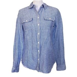 Kenar Blue Casual Button Linen blend button down Shirt
